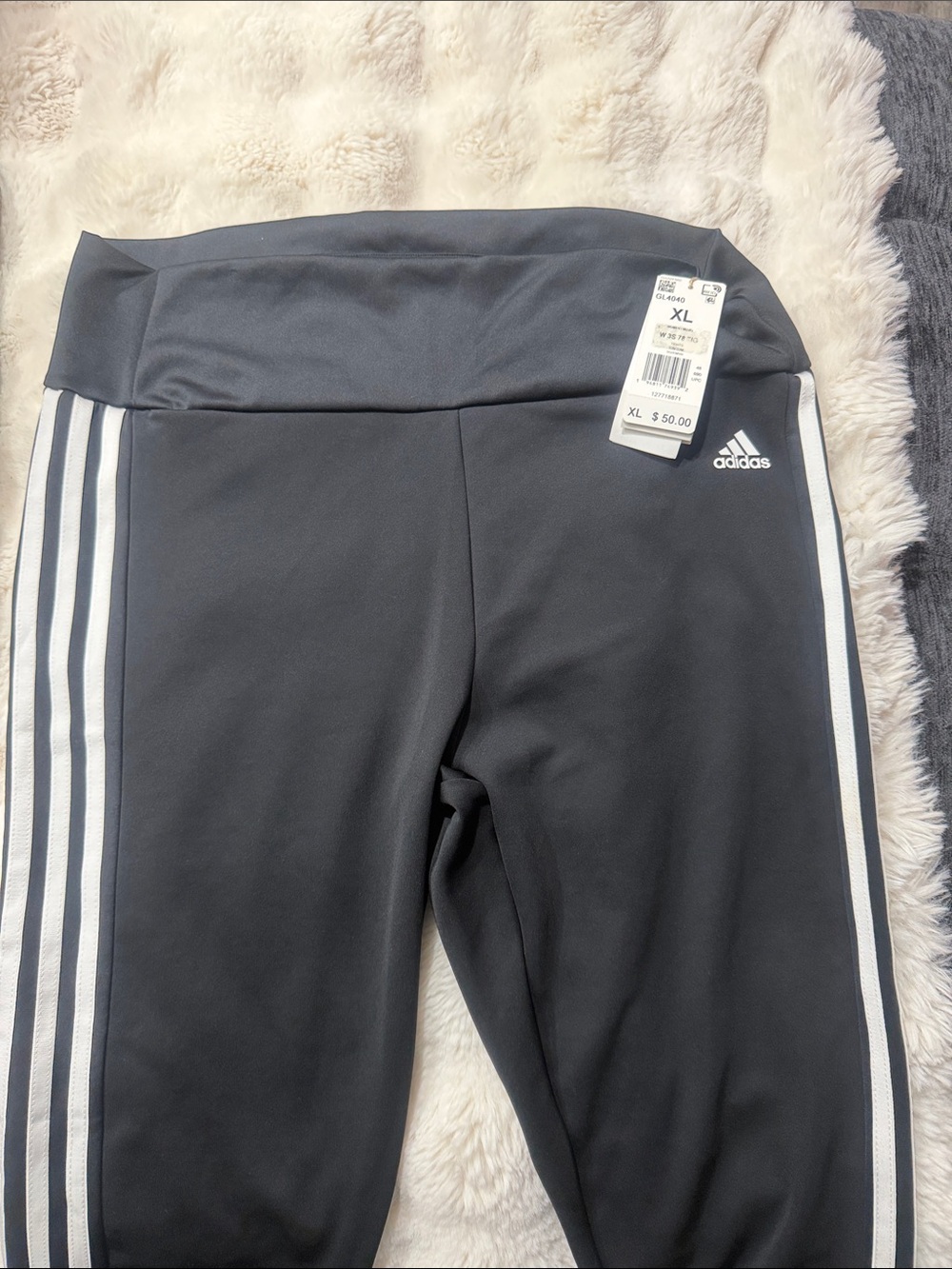 adidas Black Leggings with White Three-Stripes